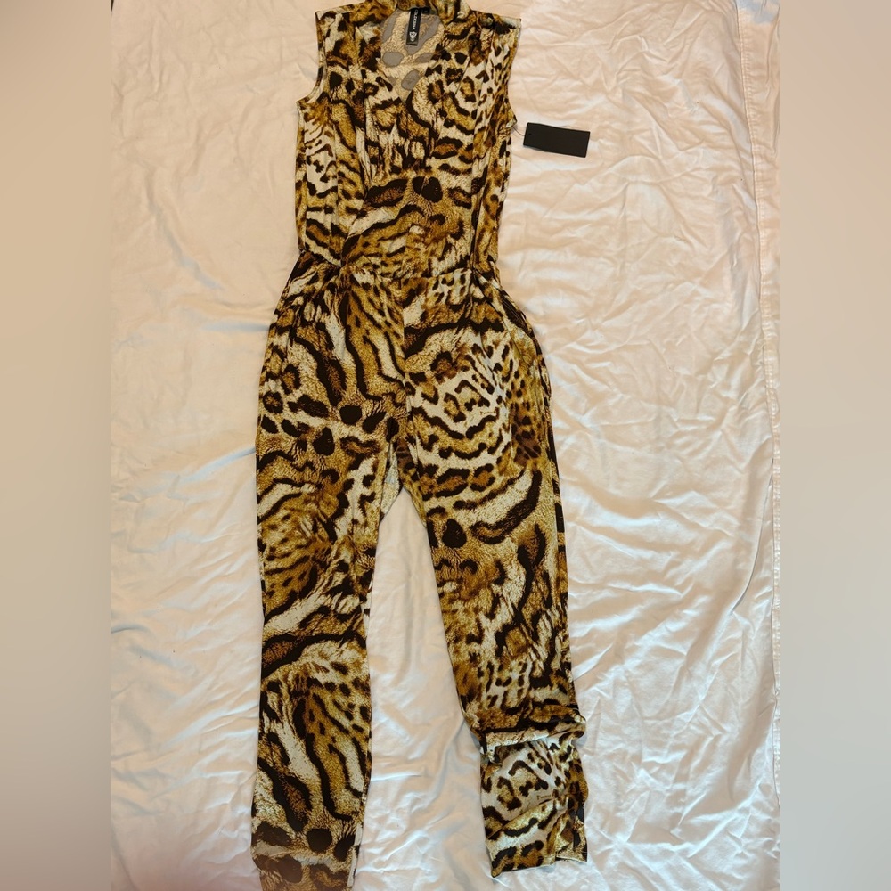 Sleeveless Leopard Print Jumpsuit - Animal Print